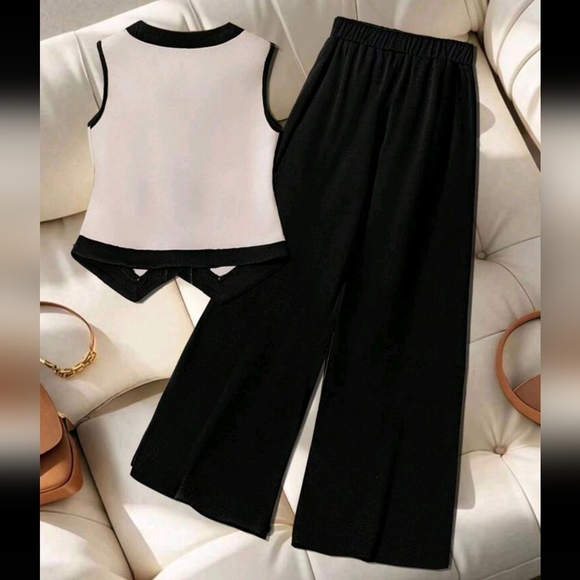 Women's Contrast Color Professional Suit, New Summer Office Commuter 2 Pieces Se - Picture 2 of 4